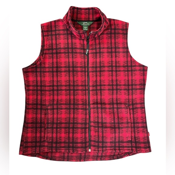 Woolrich Red Plaid Fleece Zip Vest Size XL - Picture 7 of 13